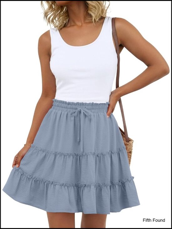 Dresses & Skirts - Flowy Boho Skort with Built-in Shorts, Pockets, Ruffle Tiered Design
